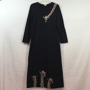 Mittu’’s Black Giraffe Design Maxi Dress